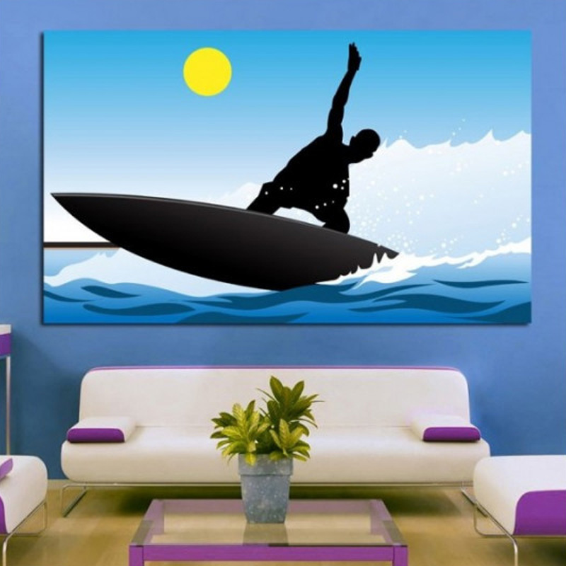 Πίνακας σε καμβά με Θάλασσα με σέρφερ